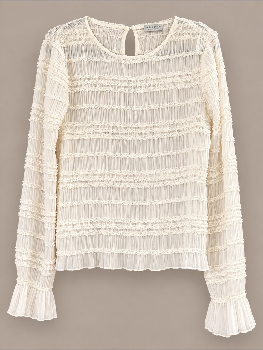 Paper Crane Cream Ruffled Long-Sleeve Blouse